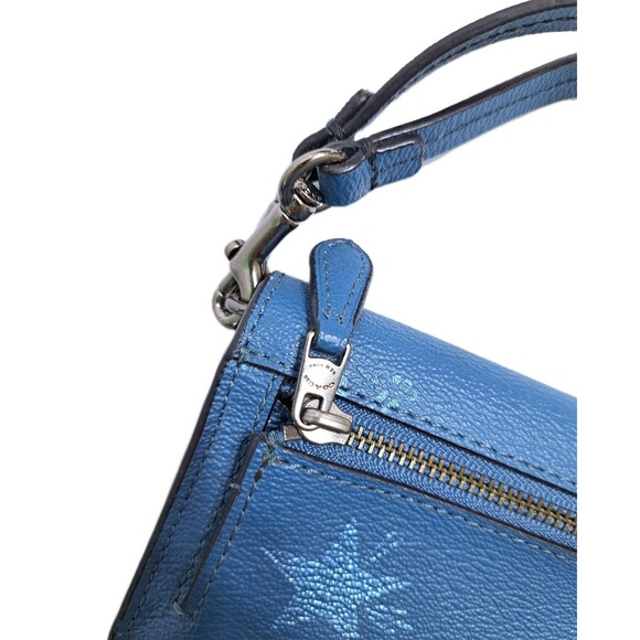 Coach Wristlet Blue Star Canyon Corner Zip Wallet 4"x6" Patriotic USA Leather - Picture 4 of 8